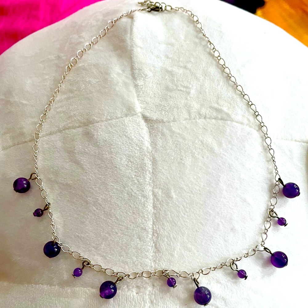 Amethyst silver plated necklace